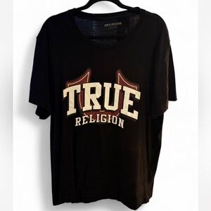 True Religion Black and Red Logo T-Shirt
